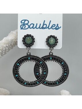Baubles Silver Green Dangle Earrings